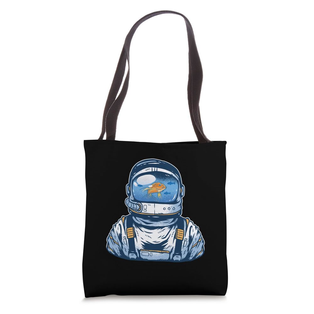 Astronaut With Fishbowl Helmet Funny Space Graphic Tote Bag <3